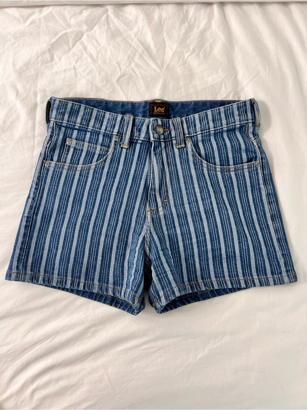 Lee Striped Blue Denim Shorts
